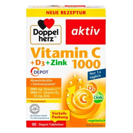 DOPPEL HERZ VITAMIN C + D3 + ZN DEPOT X 60